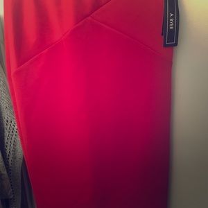 Red pencil skirt